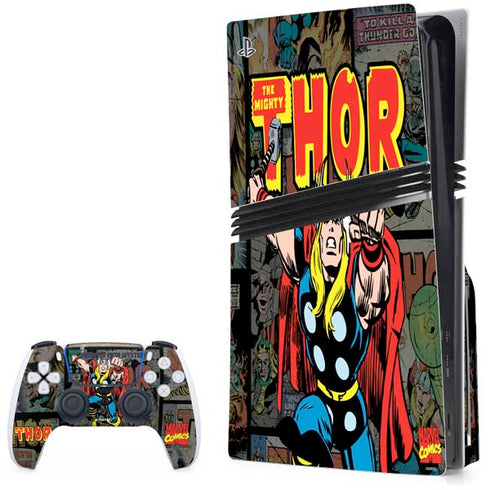Marvel Classic Comics The Mighty Thor Vintage PS5 Pro Disk Bundle  Skin